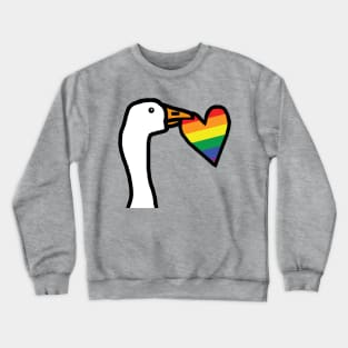 Portrait of Gaming Goose Stealing Pride Heart on Valentines Day Crewneck Sweatshirt